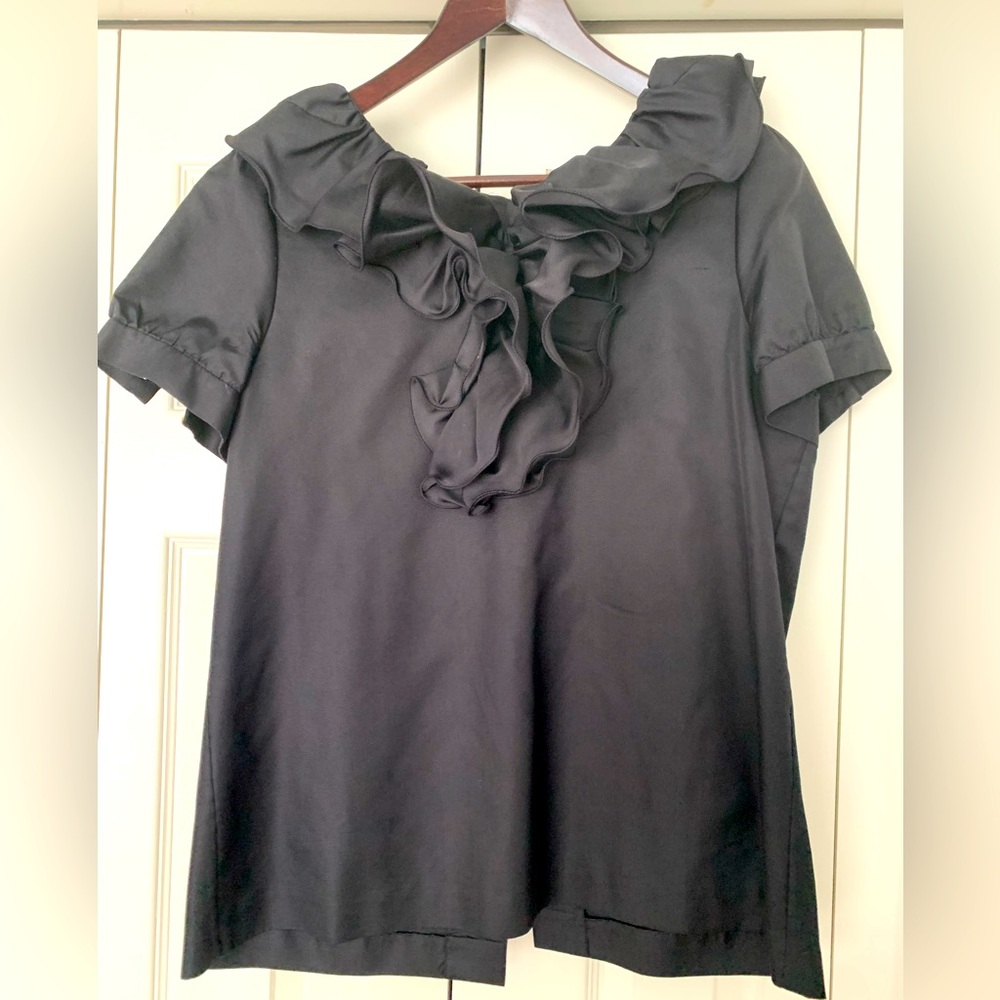 EUC Kate Spade Black Ruffle Top Size Medium